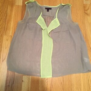 Material Girl Taupe and Lime Blouse